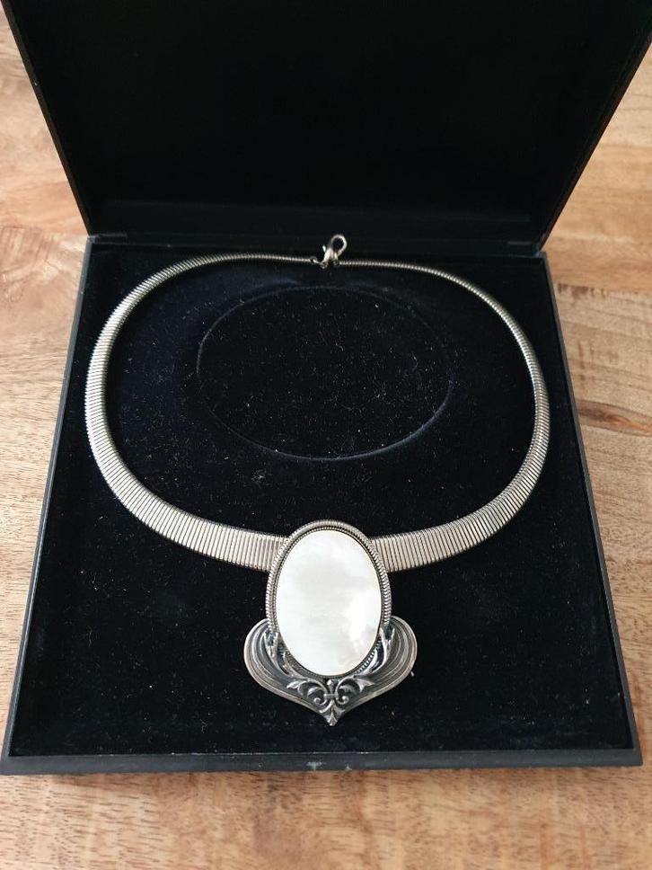 ERMANI BULATTI HANGER MET PARELMOER, Sieraden, Tassen en Uiterlijk, Kettingen, Zo goed als nieuw, Zilver, Wit, Met hanger, Ophalen of Verzenden