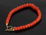 Bloedkoraal fraaie rode kleur armband 14k gouden slot dames, Verzenden, Goud, Armband, Met edelsteen