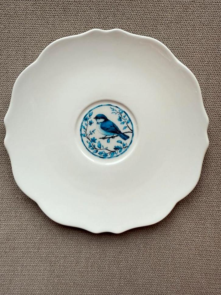 Nieuw Xenos porseleinen bordje met Delfst blauw vogel op tak, Verzamelen, Porselein, Kristal en Bestek, Nieuw, Bord of Schaal