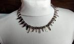 Prachtige ketting Edelsteen Rookkwarts Tribal Choker ZILVER, Bruin, Nieuw, Ophalen of Verzenden, Steen of Mineraal
