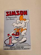 3915 Simson Wegenwacht voor fietsers - Vintage Sticker, Verzamelen, Ophalen of Verzenden