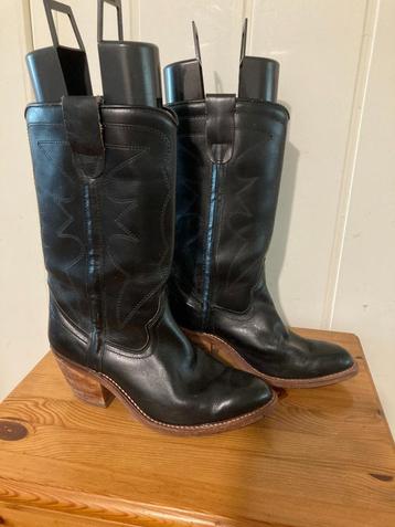 Stoere zwarte hoge Western laarzen met houten hak, maat 39 beschikbaar voor biedingen