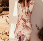 Feversave luxe jurk roze romantische print 3/4 mouw XL=40, Kleding | Dames, Maat 38/40 (M), Overige kleuren, Verzenden, Feversave