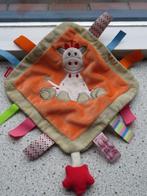 Knuffeldoek labeldoek giraffe Tiamo giraf koe oranje + rode, Ophalen of Verzenden, Zo goed als nieuw, Koe