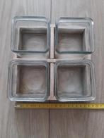 Houten tray met 4 accu vaasjes, Huis en Inrichting, Ophalen of Verzenden, Zo goed als nieuw, Glas, Minder dan 50 cm