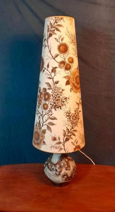 Vintage West Germany Vaaslamp, Huis en Inrichting, Lampen | Vloerlampen, Gebruikt, Minder dan 100 cm, Glas, Stof, Ophalen of Verzenden