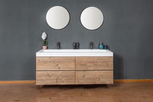Mooi badkamermeubel van steigerhout, Huis en Inrichting, Badkamer | Badkamermeubels, Nieuw, Wastafelkast, Minder dan 100 cm, 25 tot 50 cm