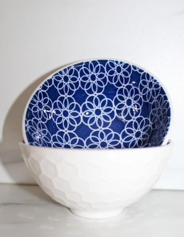 NIEUW Set/2 kommen wit blauw 10 cm kommetjes schaaltjes beschikbaar voor biedingen