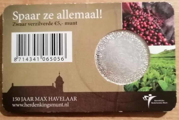 Max Havelaar Vijfje 2010 Herdenkingsmunt, Postzegels en Munten, Munten | Nederland, Losse munt, Euro's, Koningin Beatrix, Zilver
