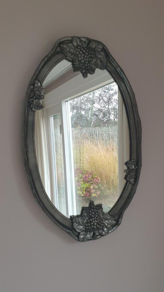 Vintage Kurt Edelman dienblad met spiegel en druiven, Huis en Inrichting, Woonaccessoires | Spiegels, Zo goed als nieuw, Minder dan 50 cm