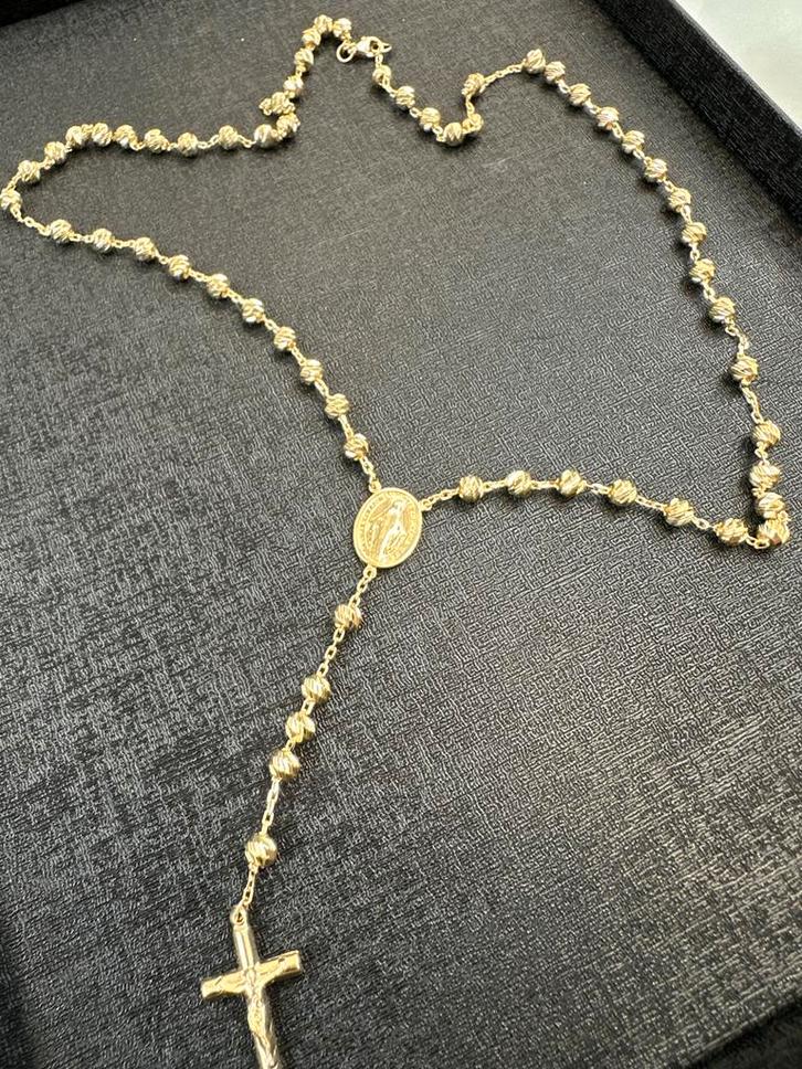 14k Gouden Rozenkrans Ketting, Sieraden, Tassen en Uiterlijk, Kettingen, Nieuw, Goud, Met hanger, Ophalen of Verzenden