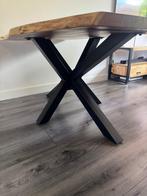 Acacia Boomstam Eettafel Spinpoten, Ophalen, 50 tot 100 cm, Zo goed als nieuw, Vijf personen of meer