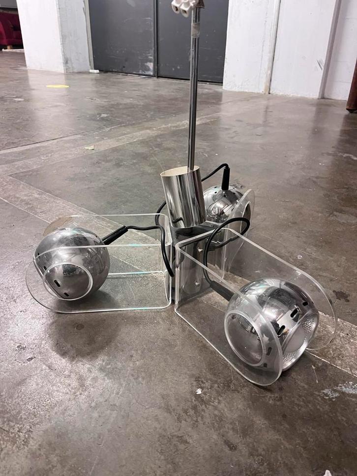 Vintage Design Lamp met Drie Spots, Huis en Inrichting, Lampen | Vloerlampen, Gebruikt, Minder dan 100 cm, Metaal, Ophalen of Verzenden