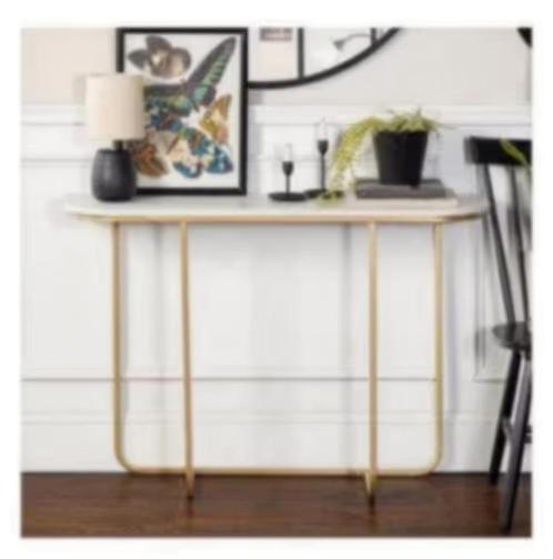 NIEUW! “Walker Edison” sidetable ~112x30x76cm, goud, €45,99, Huis en Inrichting, Tafels | Sidetables, Nieuw, 25 tot 50 cm, 100 tot 150 cm
