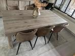 Grijze eettafel met 6 stoelen, Ophalen, 50 tot 100 cm, Zo goed als nieuw, Vijf personen of meer