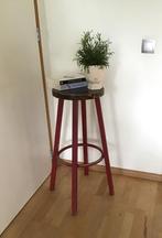 Vintage barkruk metaal of plantentafeltje, Huis en Inrichting, Barkrukken, Ophalen, Gebruikt, Met voetsteun, 60 tot 90 cm