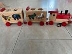 Houten dierentrein met vormpjes ZGAN, Ophalen of Verzenden, Zo goed als nieuw, Duw- of Trekspeelgoed