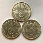 Derde rijk 2 Mark 1937 1938 en 1939 zilver - swastika, Ophalen of Verzenden, Duitsland, Zilver