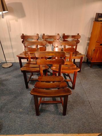 6 Brutalist Eetkamerstoelen Dittmann & Co. voor AWA jaren 60 beschikbaar voor biedingen