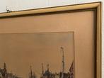 Gekleurde ets 1930 Wim Beeke; Delfshaven R'dam, Antiek en Kunst, Kunst | Etsen en Gravures, Ophalen of Verzenden