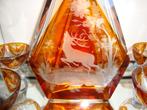 Bohemia Karl Palda Art Deco karaf glazen jager set 1930, Antiek en Kunst, Antiek | Glas en Kristal, Ophalen of Verzenden