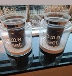 2 kaarsen standaards home sweet home 21 cm hoog 19 cm, Ophalen of Verzenden, Zo goed als nieuw, Overige materialen, Minder dan 25 cm