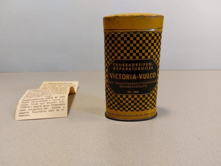 Vintage - VICTORIA-VULCO - Fiets Bandenreparatie Blikje, Verzamelen, Merken en Reclamevoorwerpen, Gebruikt, Gebruiksvoorwerp, Ophalen of Verzenden