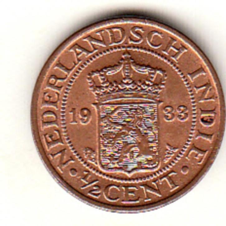 Ned. Indië - 1/2 cent 1933 P+ HOGE kwaliteit - KM#314.1, Postzegels en Munten, Munten | Nederland, Overige waardes, Koningin Wilhelmina
