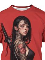 XXL Manga Samoerai T-shirt 3D Print, Heren Zomer Casual, Verzenden, Manga, Nieuw, Overige maten