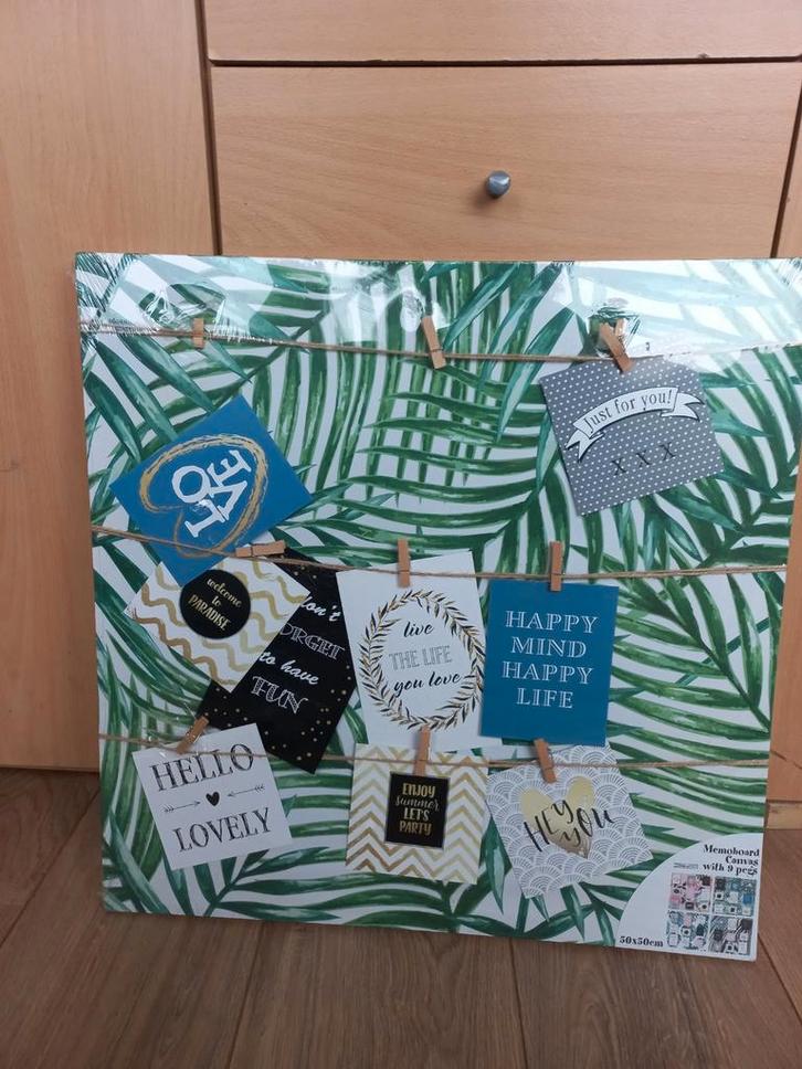 Leuk memobord met knijpers - Nieuw!, Huis en Inrichting, Woonaccessoires | Wanddecoraties, Nieuw, Ophalen of Verzenden