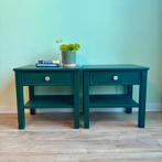 Set van 2 dennengroene nachtkastjes, massief grenen, Ophalen, Minder dan 45 cm, Zo goed als nieuw, Minder dan 55 cm