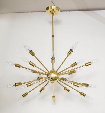 2 Gouden Sputnik Kroonluchters beschikbaar voor biedingen