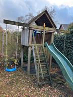 Houten Speeltoren met Glijbaan en Schommel, speelhuis, Ophalen, Gebruikt, Glijbaan, Aanbouwonderdeel