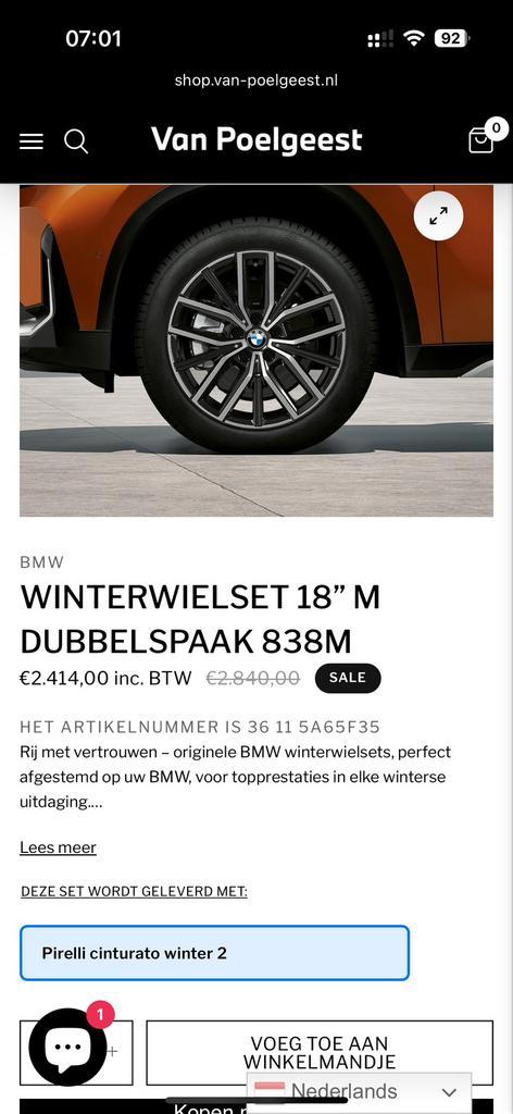 BMW winterset 18” 838M velgen + Pirelli banden – topstaat!, Auto-onderdelen, Banden en Velgen, Banden en Velgen, Winterbanden