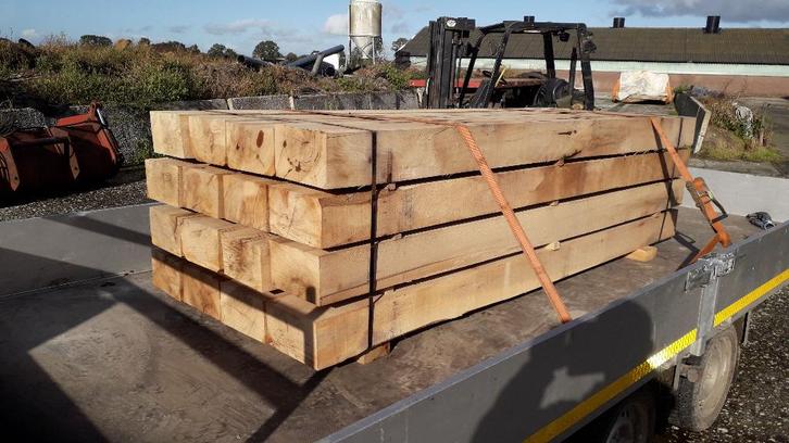 Eiken balken, hoekpalen, biels, eik, dampalen, 15x25x260 cm, Tuin en Terras, Palen, Balken en Planken, Nieuw, Balken, 250 cm of meer