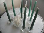 10 glazen kaarsenstandaards + kaarsen, Ophalen, Overige materialen, Overige kleuren, Zo goed als nieuw