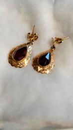 Prachtige 14 karaats gouden oorbellen met granaat, Sieraden, Tassen en Uiterlijk, Antieke sieraden, Ophalen of Verzenden, Goud