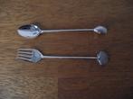 verzilverd vorkje lepel 13 cm gladde steel schelp, Shell p s, Ophalen of Verzenden