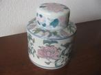 Ronde porseleinen pot met deksel, Chinees gedecoreerd., Ophalen of Verzenden