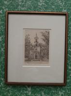 Ets in lijst en glas 18/250 N.H.Kerk Bennebroek *A.Wieringa, Antiek en Kunst, Ophalen of Verzenden
