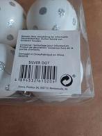 Witte kerstballen met glitter stip h, Evora, Onbekend, Nieuw, Ophalen of Verzenden