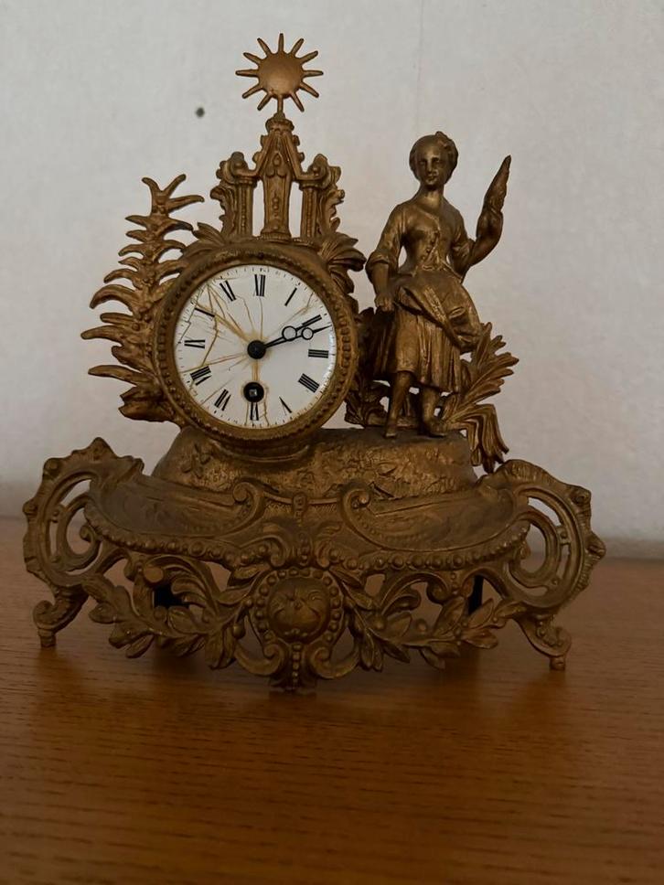 Antieke pendule met beeld, Antiek en Kunst, Antiek | Klokken, Ophalen