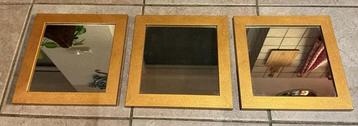 3 Goud kleurige spiegels ,25x25cm 🪞 beschikbaar voor biedingen