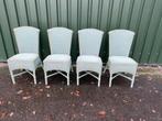 4 showroommodellen Groene rieten Loom stoelen gepatineerd, Ophalen, Riet of Rotan, Overige kleuren, Zo goed als nieuw