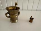 Twee antieke messing vijzels met stamper, Ophalen of Verzenden
