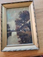 olieverf schilderijtje 24 bij 34 in lijst, antiek, Antiek en Kunst, Ophalen of Verzenden