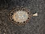 Vintage zilverkleurige hanger ketting,ovale filigrain stijl, Verzenden, Zo goed als nieuw, Zilver, Overige materialen