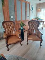 Tweedelige Barok stoelen set van echt leer, Antiek en Kunst, Ophalen