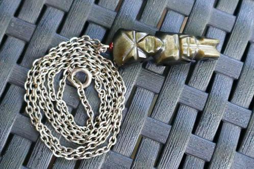 Indiaan uit Goud Obsidiaan aan ketting, Sieraden, Tassen en Uiterlijk, Kettingen, Nieuw, Steen of Mineraal, Goud, Verzenden