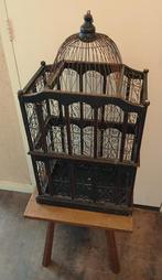Antiek franse vogelkooi decoratie hout bewerkt ijzerdraad, Antiek en Kunst, Ophalen